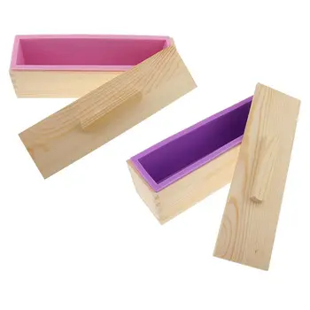 

DIY Handmade Soap Silicone Mold - rectangular soap mold with wooden box and wooden lid - 900ml