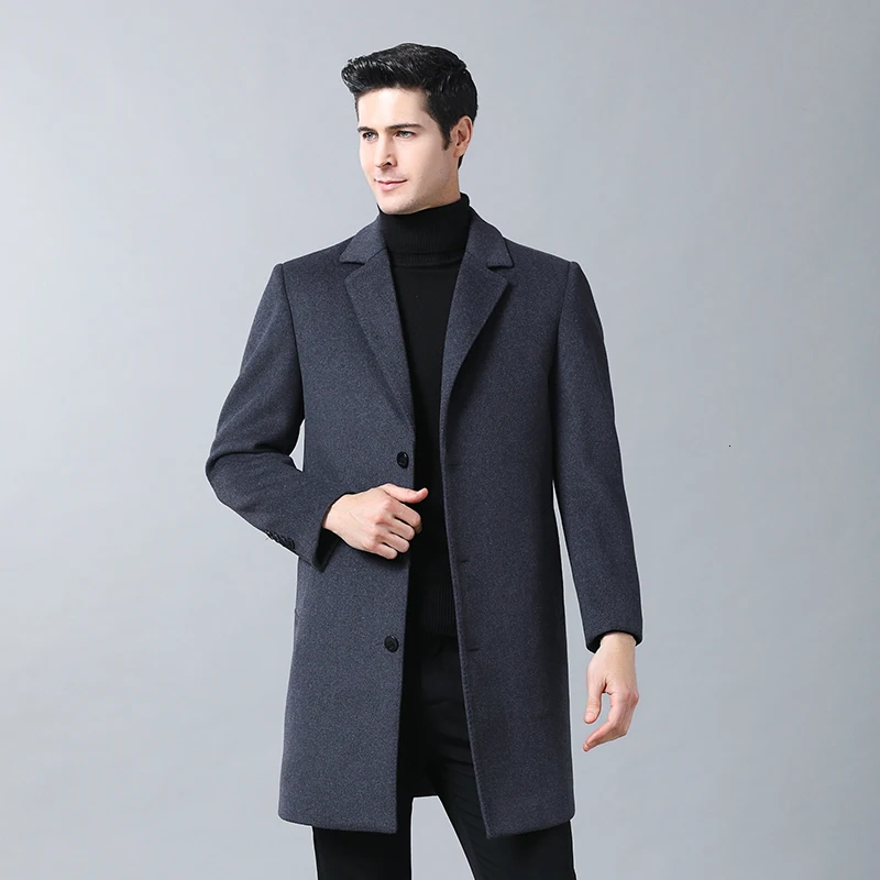 8XL 7XL мужское зимнее шерстяное пальто высокого качества, Мужское пальто из неофициального шерсти, тонкое хлопковое длинное мужское зимнее шерстяное пальто с косой