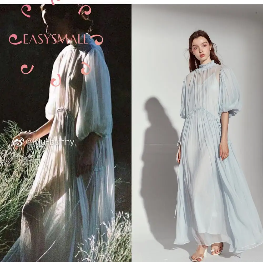 EASYSMALL for love lemon, женское весеннее платье, модное, синее, высокого класса, Vestidos, вечерние, повседневные, с высокой талией, с длинным рукавом, платья