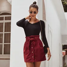 Aliexpress - 2021 Fashion New Brand Women Skirt High Waist Bodycon Suede Leather Pocket Preppy Short Mini Skirts button belt short skirt