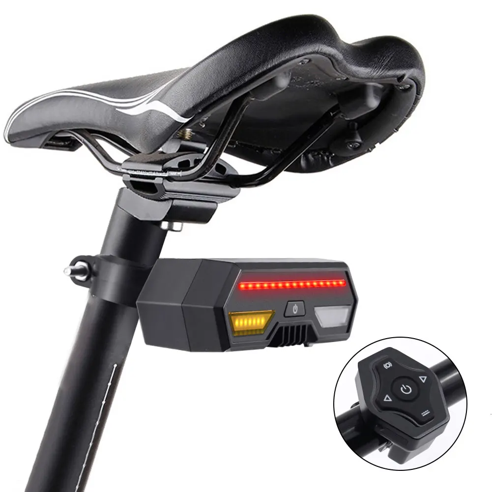Bike Tail Light with Turn Signals Wireless Remote Control Bicycle Tail Light Safety Brake Lights and Warning Light 2200mAh USB