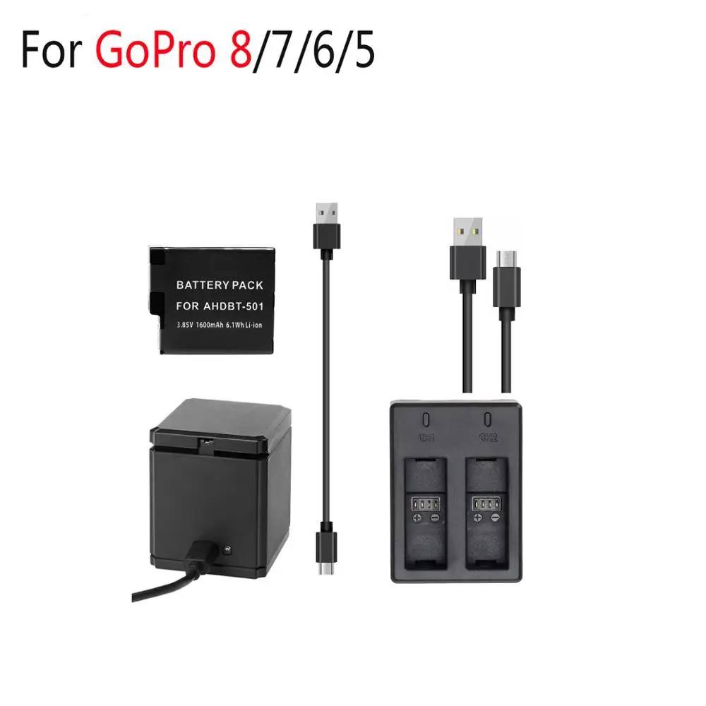 Для GoPro Hero 8 батареи 3 в 1 зарядное устройство Android type-C кабель сумка для хранения