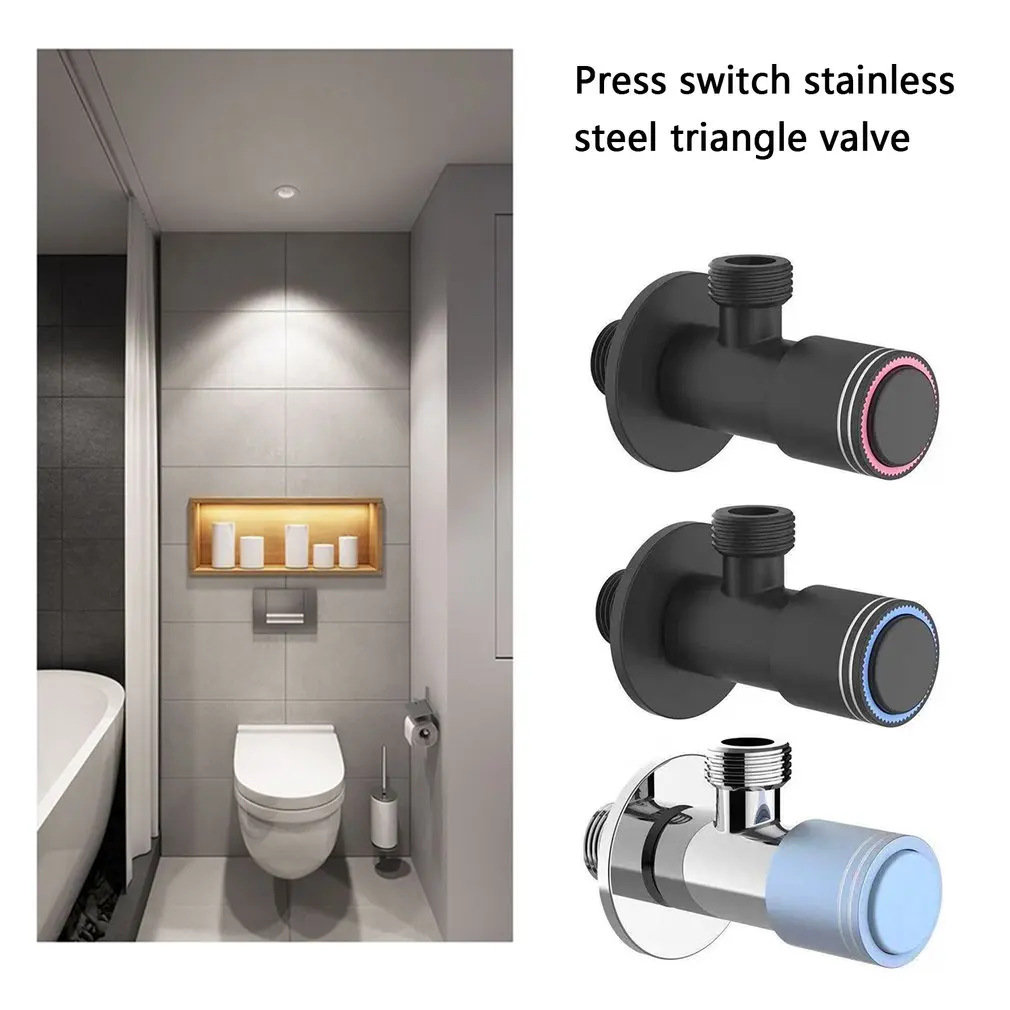 

Push Button Stainless Steel Triangle Valve Thickened Explosion-proof Water Heater Special Toilet Inlet Valve Check Valve