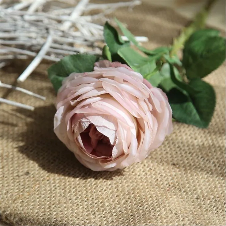 10Pcs European Fake Single Stem Round Rose 21.26" Length Simulation Melaleuca Roses Wedding Home Decorative Artificial Flowers