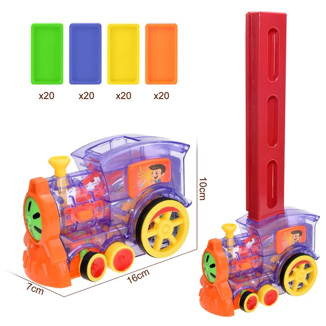 Educational DIY Toy Gift Kids Domino Train Car Set Sound Light Automatic Laying Domino Brick Colorful Dominoes Blocks Game WYW 2