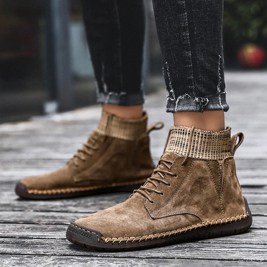 Мужские зимние сапоги Botas дизайнерская мужская обувь, ботинки, на шнуровке, обувь для вождения Для мужчин высокое качество Винтаж Для мужчин работает парадная обувь;#3