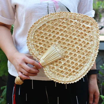 

Pu Fan Summer Fan Sichuan Handmade Grass-woven Fan Folding Fan Hand-shaking Fan Baby Fan Banana Fan Brown Leaf Pu Fan