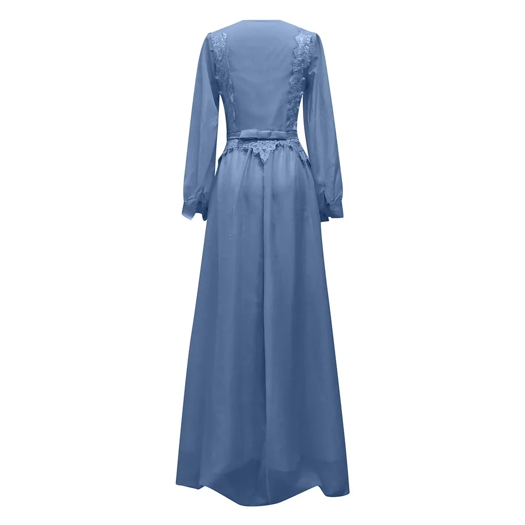 Ropa mujer vestidos, платье размера плюс, женское сексуальное однотонное платье с длинным рукавом, кружевное шифоновое длинное зимнее платье, sukienki robe femme