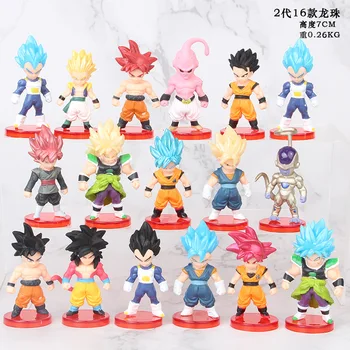 

16pcs/lot Dragon Ball Z Figures Son Goku Gohan Vegeta Trunks Buu Frieza Broly Anime DBZ Model Toys PVC Collectible Figurines