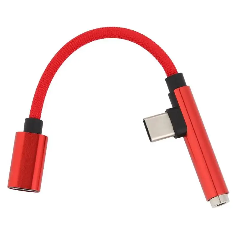 2 в 1 type C до 3,5 мм кабель аудио Музыка зарядный адаптер для телефона USB C - Цвет: Красный
