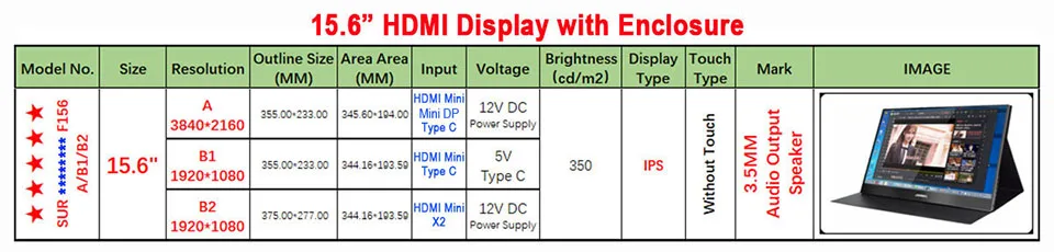 15," 4 K 3840X2160/1920X1080 HDMI/Type_C/Mini HD" одна линия связи "ЖК-модуль монитор экран панель с корпусом