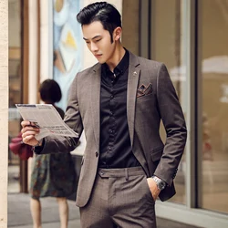 2 Piece Mens Suits with Pants Latest Coat Pant Designs Plaid Suits Slim Fit Tuxedo Prom Dress Wedding Suits Ternos Costume 2020
