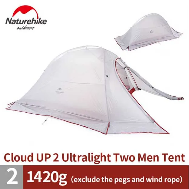 Naturehike Cloud Up Series 1 2 3 человек Сверхлегкий тент оборудование для кемпинга 20D нейлон Открытый Палатка с ковриком - Цвет: UP2 20D with skirt