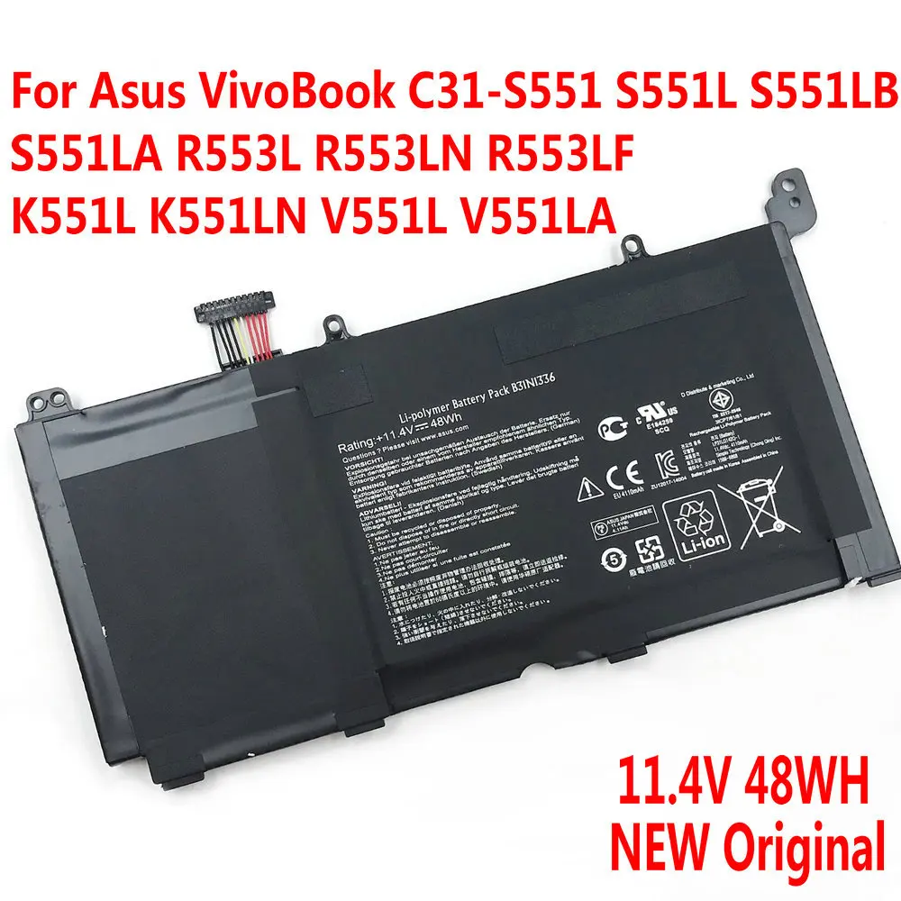 Высокое качество B31N1336 Аккумулятор для ноутбука Asus VivoBook C31 S551 S551L S551LB S551LA R553L R553LN