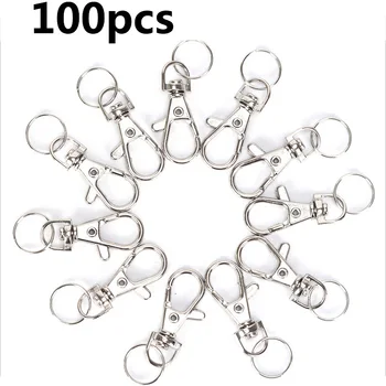 

100pcs Lobster Clasp Clips Key Hook Keychain Split Key Ring Findings Clasps For DIY Keychains Handbags Accessori