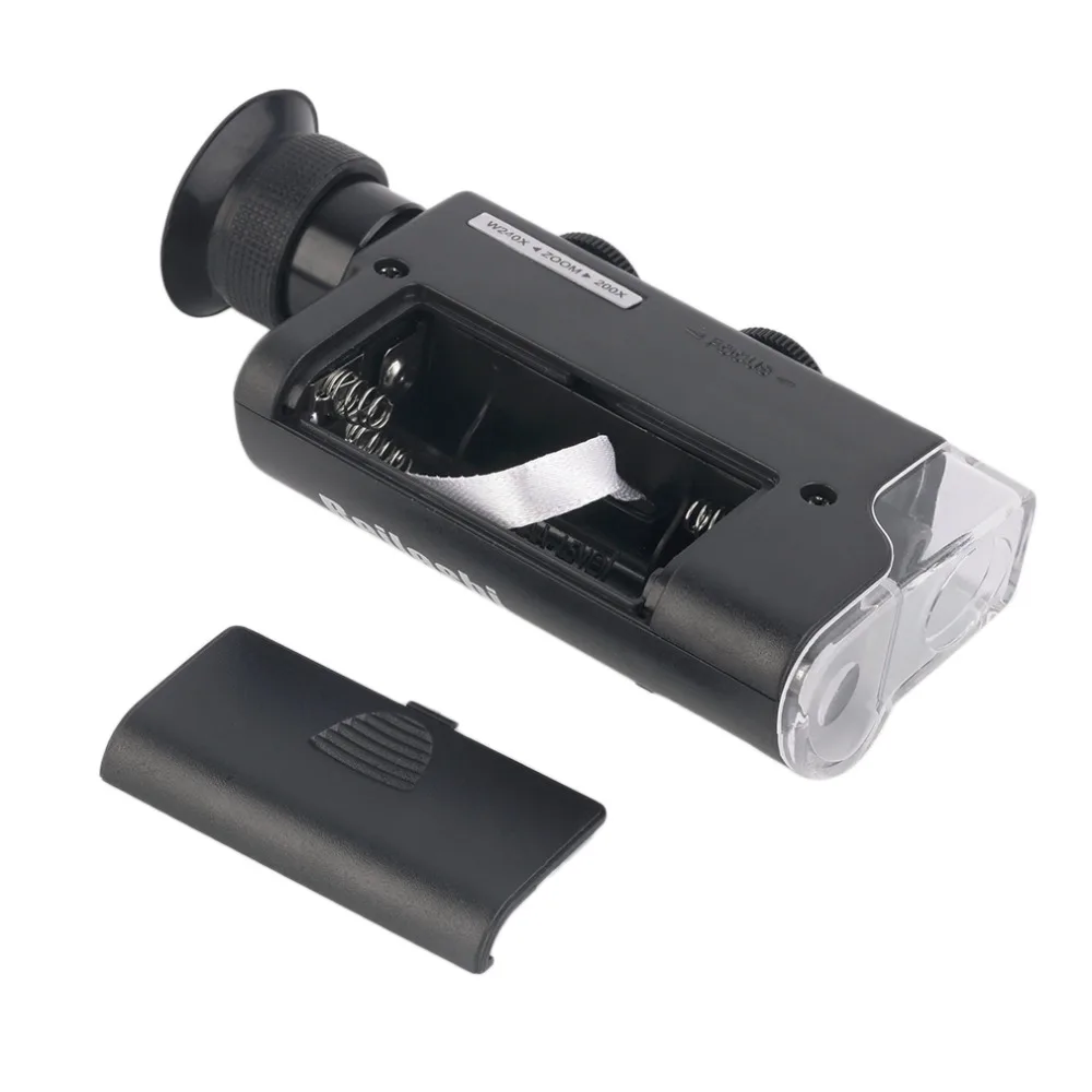 Мини Портативный микроскоп Карманный 200X~ 240X ручной светодиодный светильник Лупа увеличительное стекло карманная линза