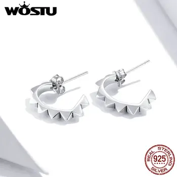 

WOSTU 1 Pairs 925 Sterling Silver Ear stud Rivet and Heart Earrings for Women Zircon Ear Cuff Earring Ear Line Fashion Jewelry
