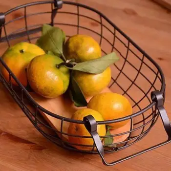 

Nordic Style Fruit Basket Wire Decorated Metal Storage Basket Black Display Bowl Fruit Rack Vegetable Table Dining Decoration