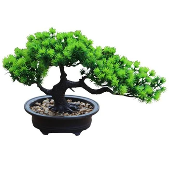 

Realistic Artificial Pine Bonsai Simulation Green Fake Potted Plant Ornament