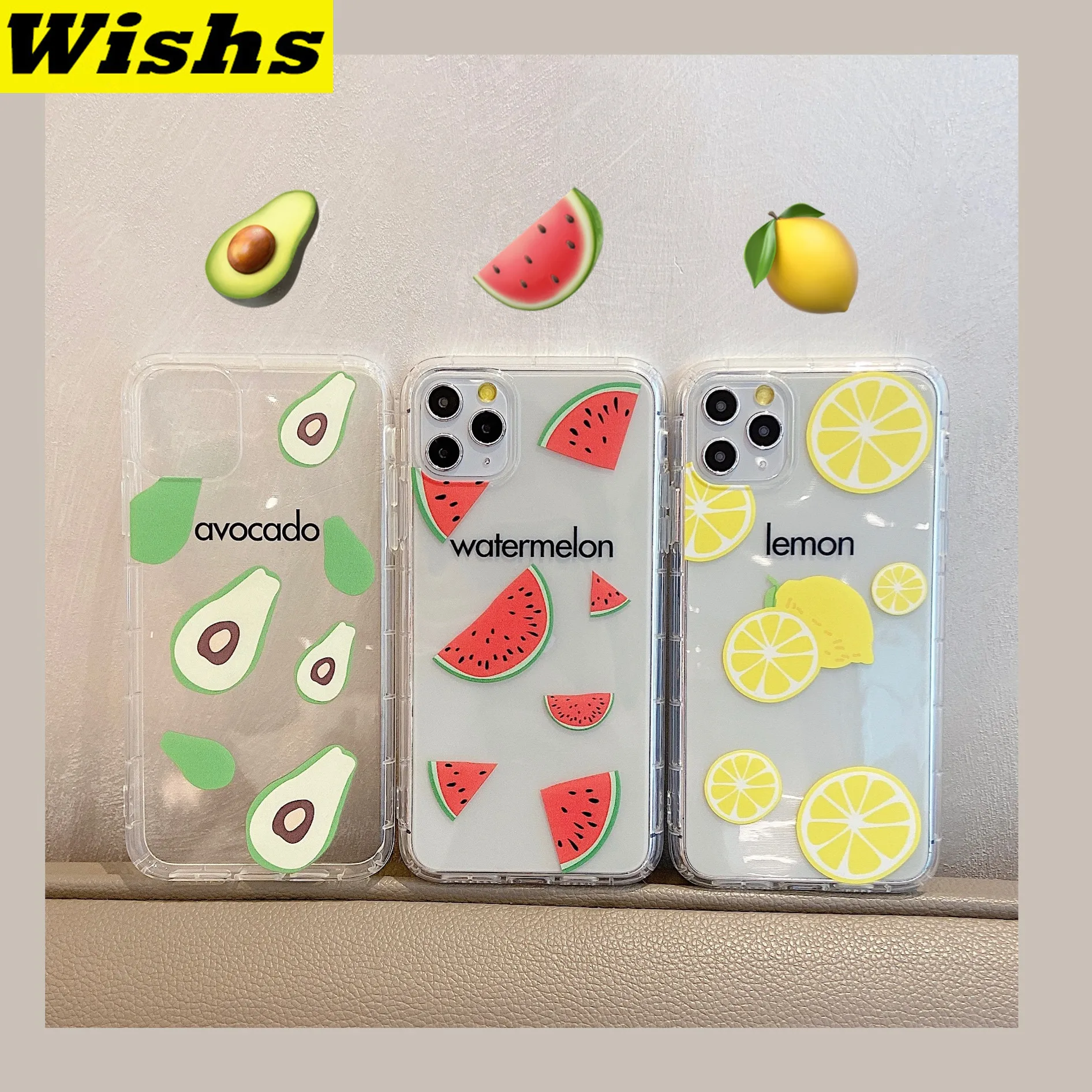 

Fashion Fruits Avocado watermelon Lemon Phone Case for iPhone 11 Pro Max XR 7 8 Plus X XS MAX Clear Soft silicone TPU Back Cover