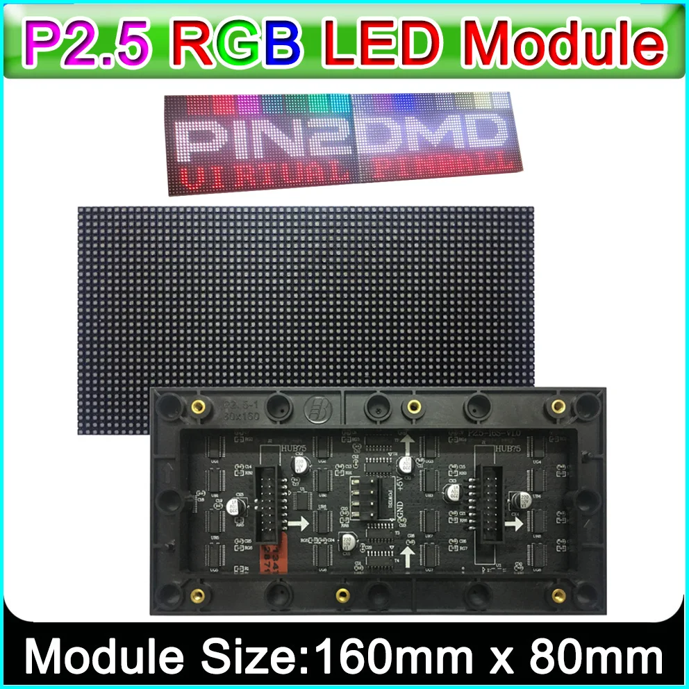 P2.5 Крытый полный Цвет светодиодный Дисплей модуль HUB75 160 мм x 80 64*32 Пиксели SMD RGB