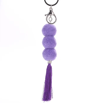 

1PCS Pom Pom Keychain Pendant Handmade Bohemian Colorful Pompom Tassel Charm Handbag Charm Key Ring for Women Girls