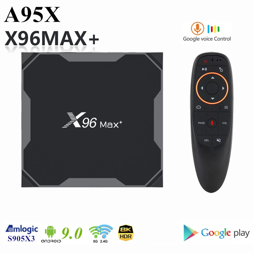 Смарт ТВ коробка X96 Max Plus S905X3 4 ядра Android 9 0 Гб 64 5 8 ГГц Wi Fi 1000 м к Декодер каналов