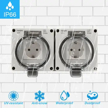 

Outdoor Wall Power Socket IP66 Weatherproof High-performance EU Standard Electrical Outlet 220V-250V