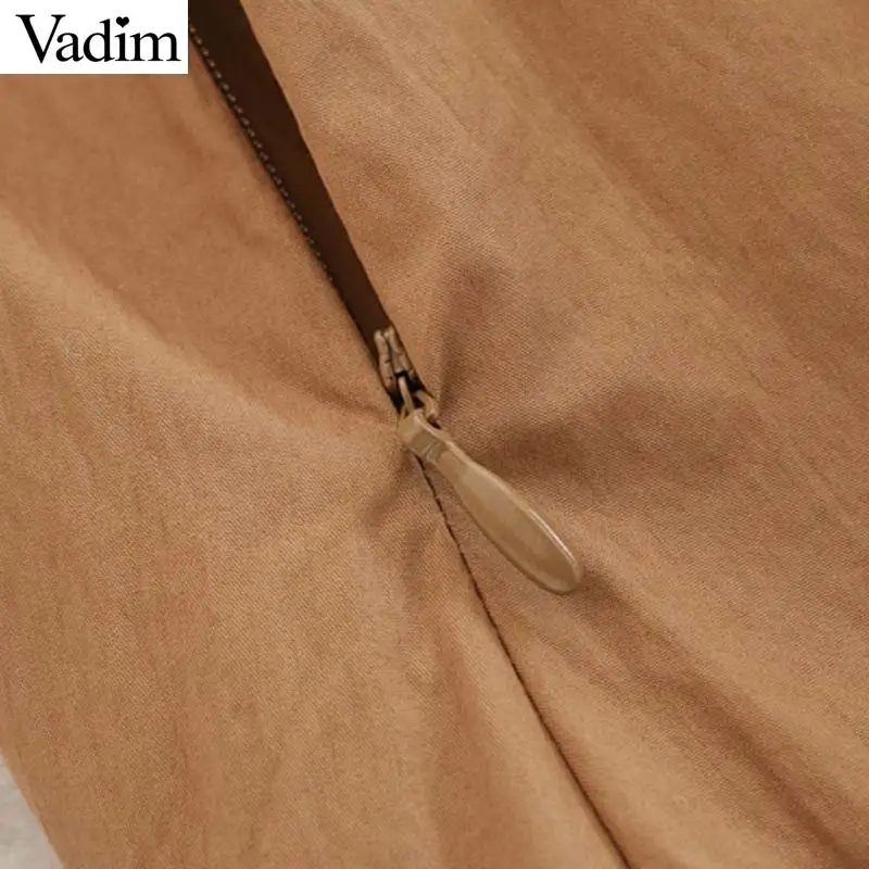 Vadim, женская Стильная однотонная юбка макси, faldas mujer, на молнии, с пуговицами, украшенная, женская, стильная, повседневная, необычная, шикарная юбка, BA834