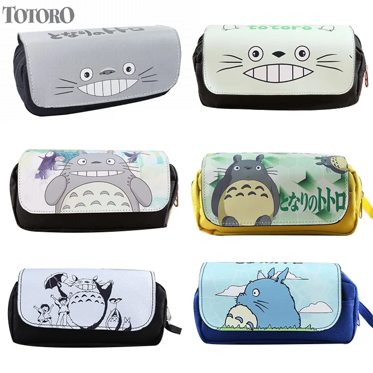 Чехол для карандашей My Neighbor Totoro холщовый двухуровневый чехол ручек на молнии