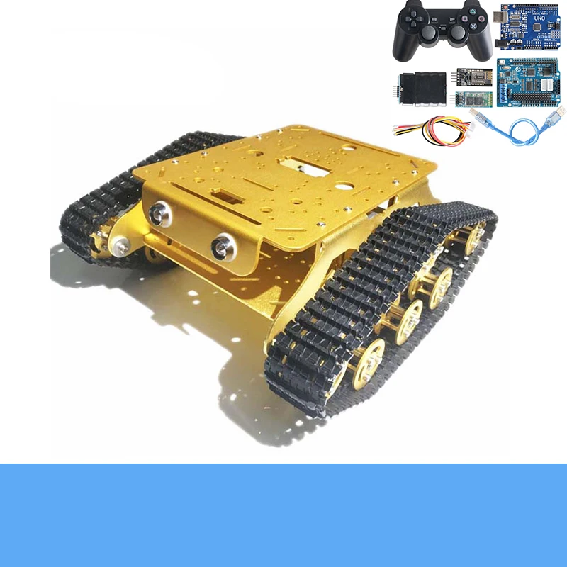 Двухслойный металлический амортизирующий гусеничный Rc Танк шасси+ беспроводной контроллер комплект TSD300 умный робот Платформа DIY для Arduino