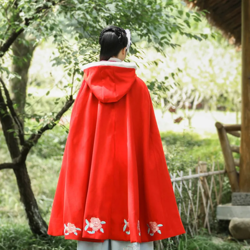 Плащ с вышивкой Hanfu, женская одежда для выступлений певцов, Осеннее и зимнее пальто, Женский народный фестивальный Рейв, наряд DC3437