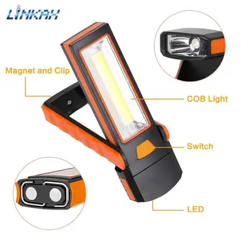 

Portable COB LED Working Lamp Super Bright Rotatable Work Light With Magnetic And Hook Led Flashlight Searchlight For Camping