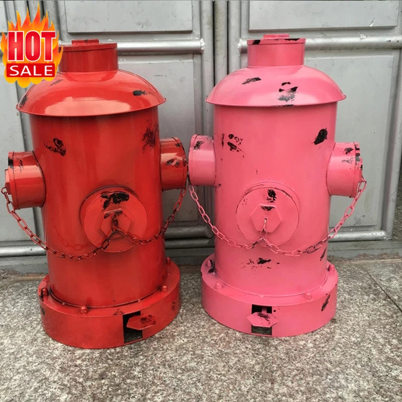 작은 크리 에이 티브 레트로 소화전 풋 페달 쓰레기 철 폐기물 바구니 2 층 이..