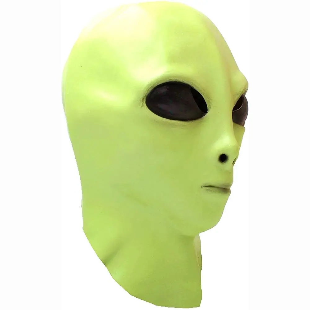Alien mask-Alien full head Latex Mask for Adult and Kids UFO Halloween Christmas Costume Headwear Party Green | Дом и сад