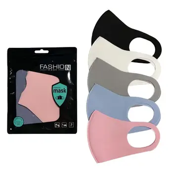 

5pcs Washable Earloop Face Breathing Mask Reusable Anti Dust Cotton Mouth Mask Fashion Black Mask For Adults Festival Party Mask