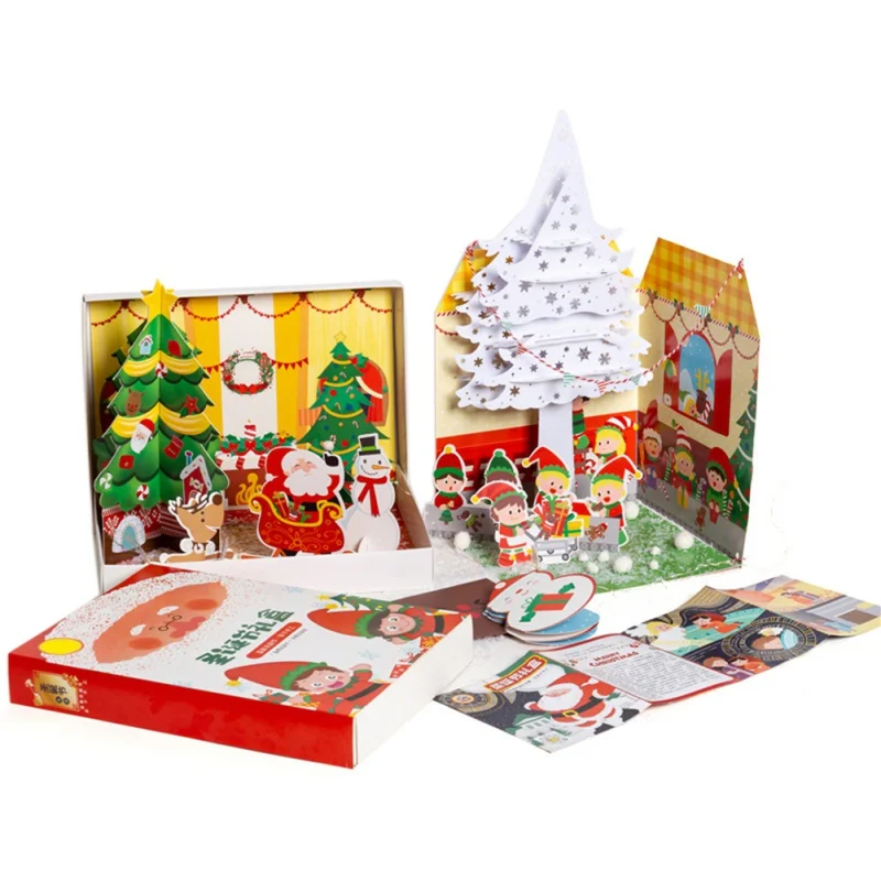 

Christmas Gifts Box DIY Material Package Paper Box With Light Handmade Craft Gift For Kindergarten Children