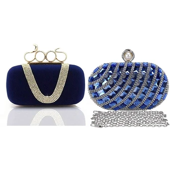 

ASDS-Women's Luxurious Crystal Rhinestone Evening Clutch Purse Party Handbag (Blue) & Women's Elegant Evening Bag Ladies' Handba