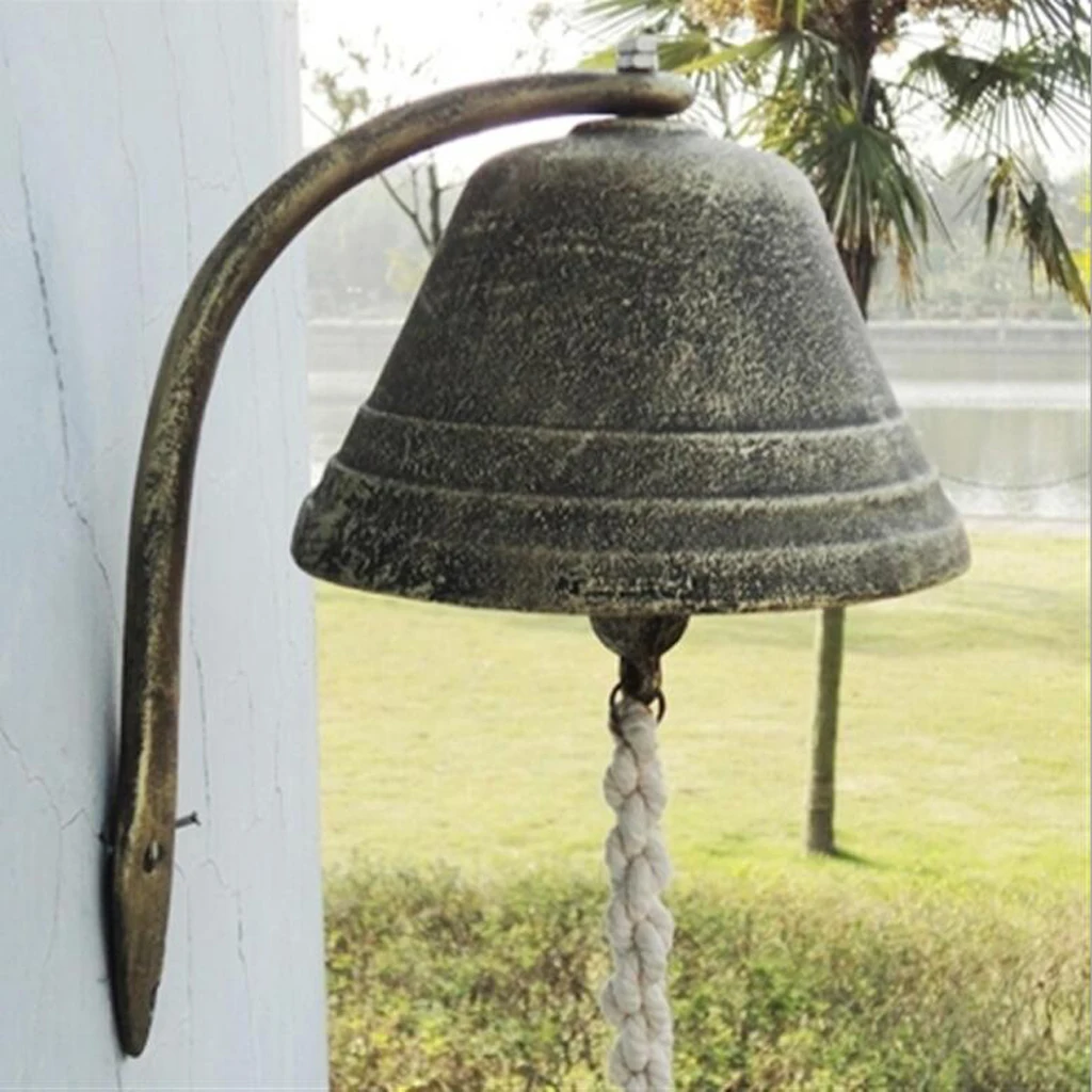 Retro Cast Iron Front Door Bell Bracket Gate Garden Ornament Home Gift