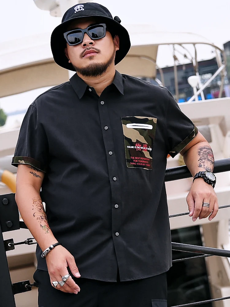 cotton shirt mens short sleeve knitted blouse men buttons pocket Japanese blouse streetwear casual chemise homme рубашка мужская