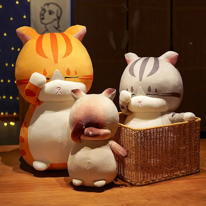 Standing Eyes Closed Cats Plush Toy Squishy Cute Stuffed Animal Doll Three Printing Colors For Kids Christmas | Игрушки и хобби