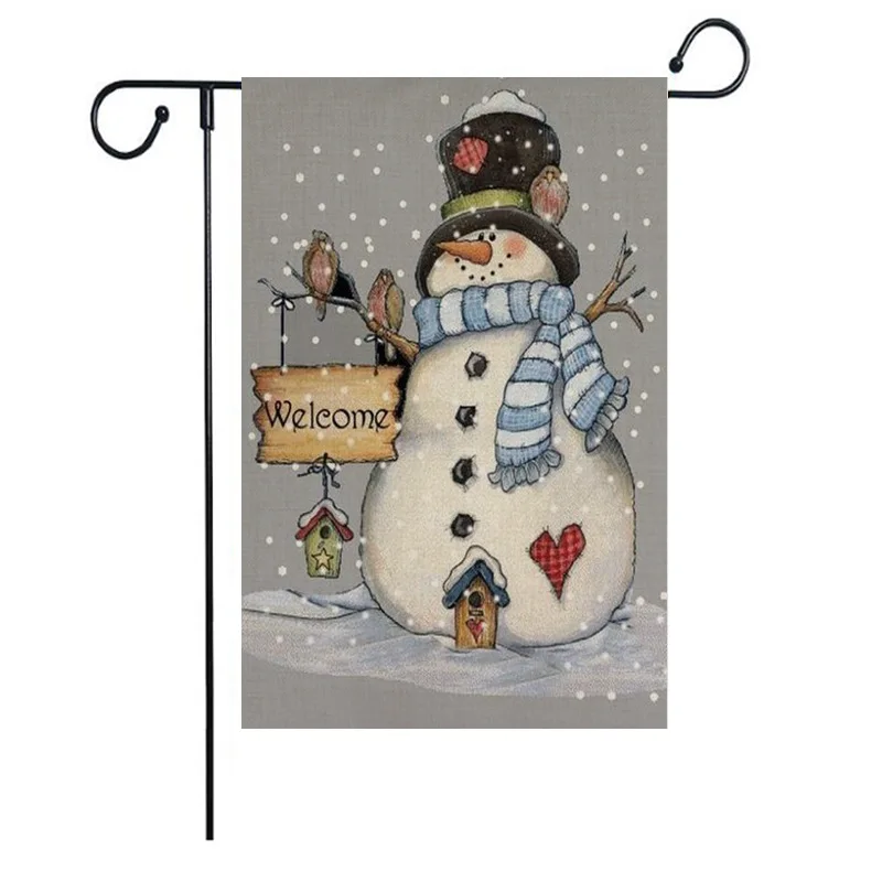 

Christmas snowman Burlap Garden Flags Double Sided Flags Merry Christmas decoration for home Winter Signs Rustic Banner