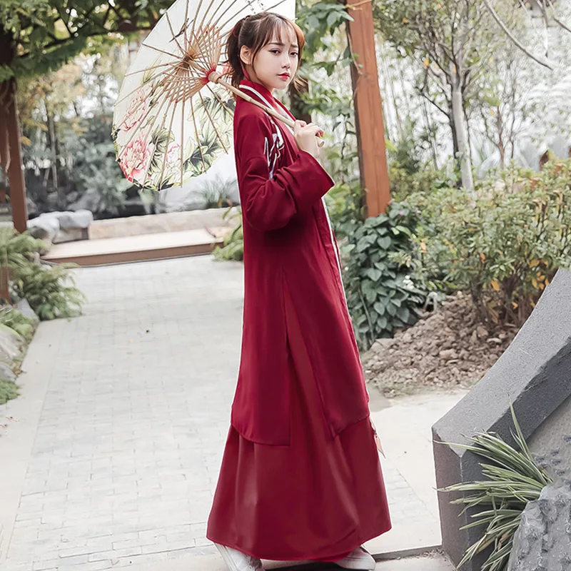 Hanfu красное платье Женская традиционная китайская одежда с вышивкой древняя ушу Одежда народные танцевальные костюмы праздничный наряд DN4152