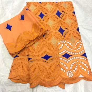 

7 yard Swiss lace fabric 2020 latest heavy beaded embroidery African cotton fabrics Swiss voile lace popular Dubai style 4L05291