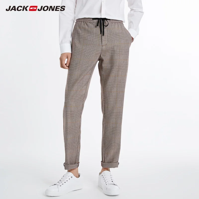 JackJones мужские деловые Умные повседневные клетчатые брюки цвета хаки с принтом 218314589