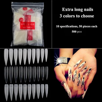 

GW Wholesale ultra long fine sharp nail tips are completely covered with natural artificial nail art nail tips
