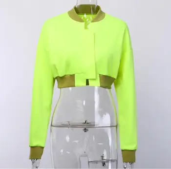 

Fluorescent Green Casual Slim Short Jacket
