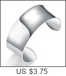 Classical Simple Fashion 925 Sterling Silver Smooth Cuff Bracelets& Bangles Pulseras Valentine's Day Present