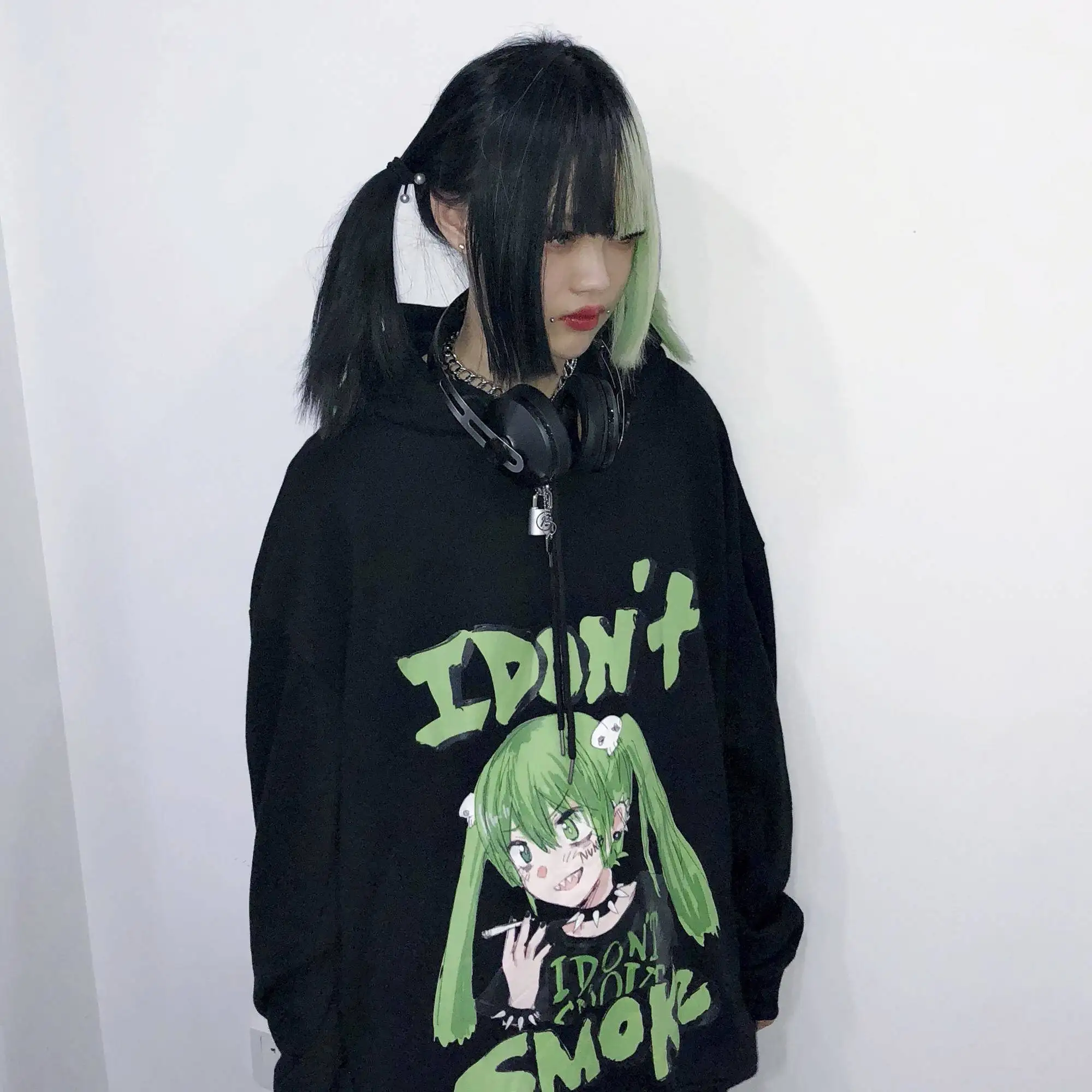 Осенняя Женская толстовка одежда Корейский Ulzzang Harajuku панк толстовки женские с длинным рукавом Свободные флисовые толстовки с капюшоном уличная