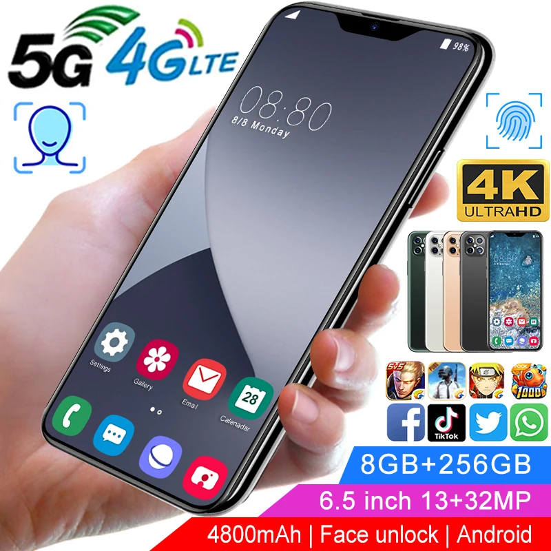 I12 Pro Max 6 5 дюймов Deca Core размер экрана 256G Двойная sim-карта двойной Android 9 0 мобильный